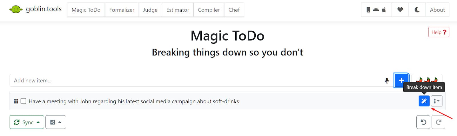 breaking down tasks into smaller chunks using magic todo