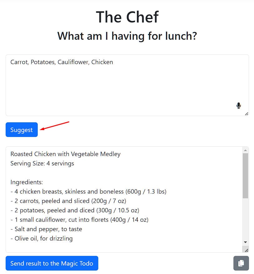 the chef free ai tool for getting cooking recipe